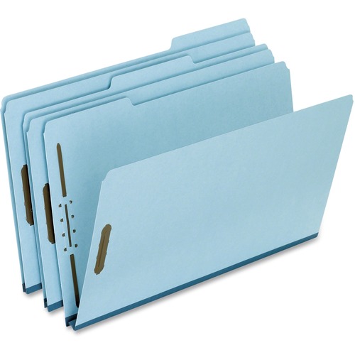 Pressboard Folders, 2 Fasteners, 1" Expansion, 1/3 Tab, Legal, Blue, 25/box