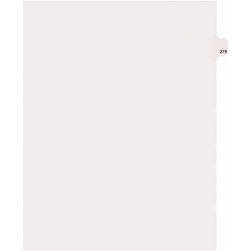 Dividers, "279", Side Tab, 8-1/2"x11", 25/PK, White