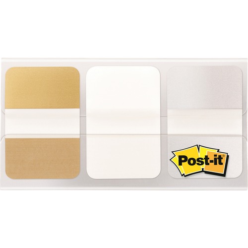 Post-it Tabs, 1", 12 Tabs/Pad, 36 Tabs/PK, AST Metallic