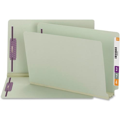 Three Inch Expansion Folder, Two Fasteners, End Tab, Legal, Gray Green, 25/box