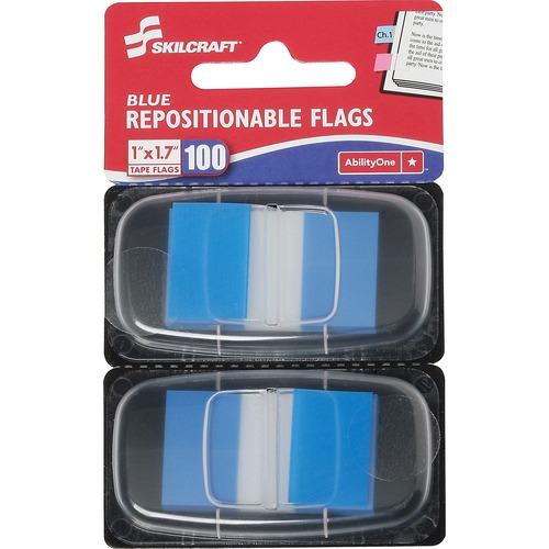 7510013152021, PAGE FLAGS, 1" X 1 3/4", BLUE, 100/PACK