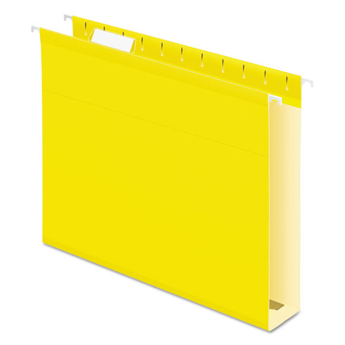 Reinforced 2" Extra Capacity Hanging Folders, 1/5 Tab, Letter, Yellow, 25/box