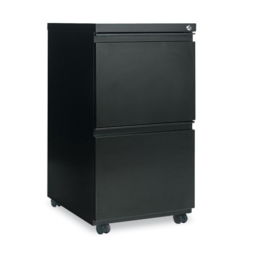 Two-Drawer Metal Pedestal File With Full-Length Pull, 14 7/8w X 19 1/8d, Black