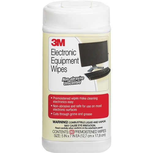 Electronic Equipment Cleaning Wipes, 5 1/2 X 6 3/4, White, 80/canister