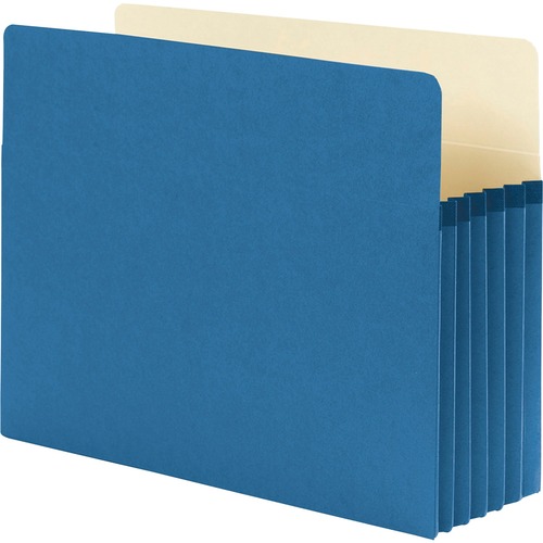 5 1/4" Exp Colored File Pocket, Straight Tab, Letter, Blue
