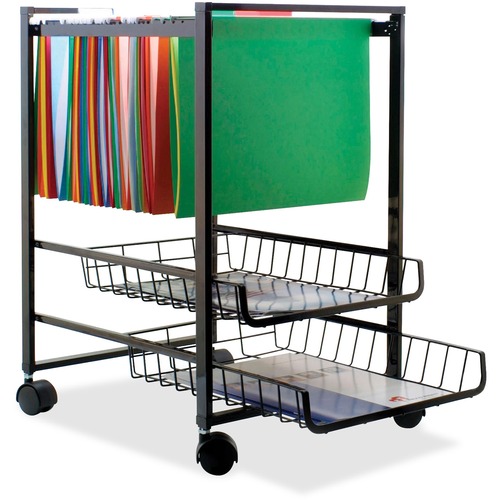 Mobile File Cart W/sliding Baskets, 12 7/8w X 15d X 21 1/8h, Black