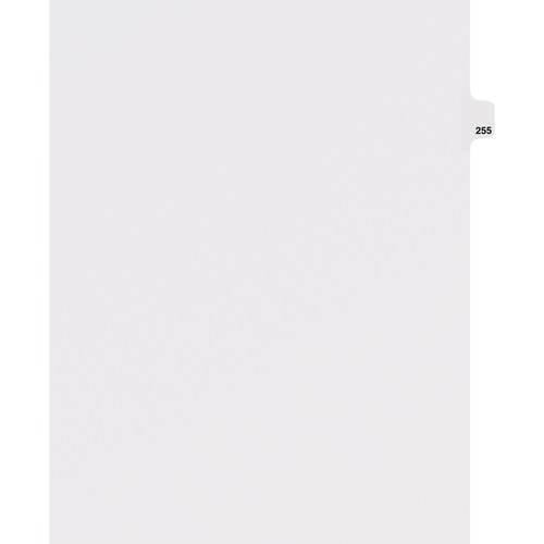 Dividers, "255", Side Tab, 8-1/2"x11", 25/PK, White