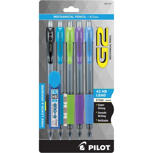 G-2 Mechanical Pencil, 0.7mm, Assorted, 5/pack