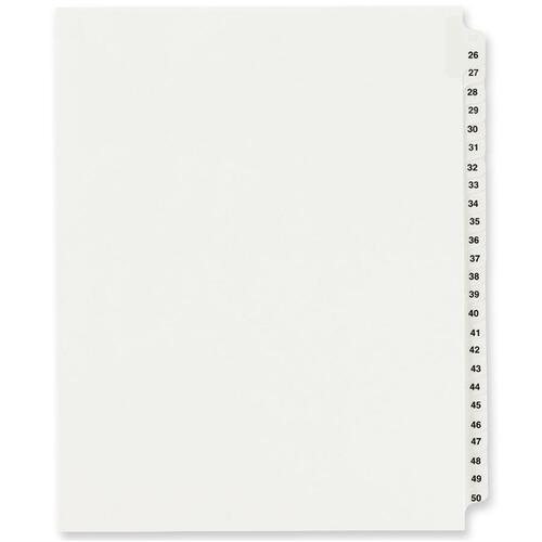 Avery-Style Legal Exhibit Side Tab Divider, Title: 26-50, Letter, White