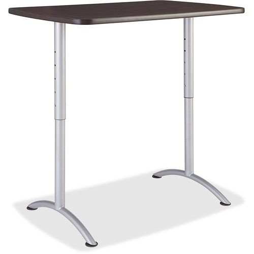 Arc Sit-To-Stand Tables, Rectangular Top, 30w X 48d X 36-48h, Gray Walnut/silver