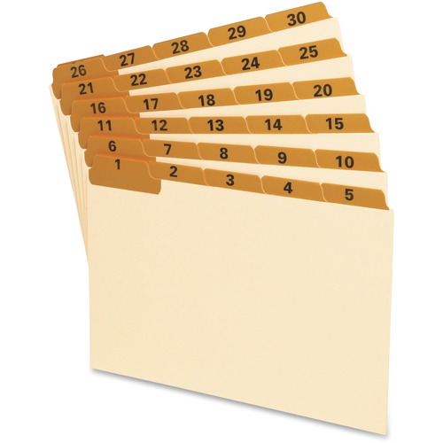 Laminated Tab Index Card Guides, Daily, 1/5 Tab, Manila, 5 X 8, 31/set