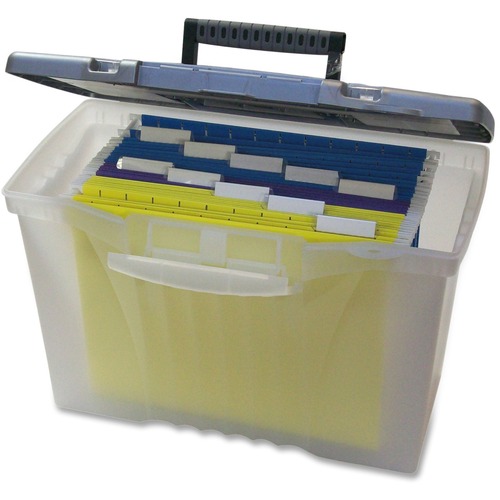 Portable File Storage Box W/organizer Lid, Letter/legal, Clear