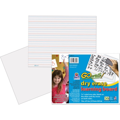 Dry Erase learning Boards, Ruled,11"x8-1/4", 30/CT, White