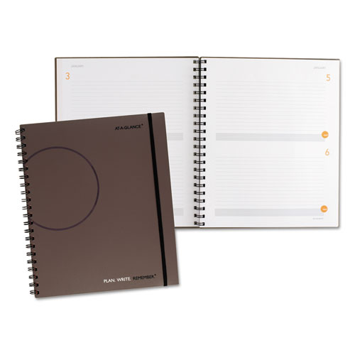 Plan. Write. Remember. Planning Notebook Two Days Per Page, 8 3/8 X 11, Gray