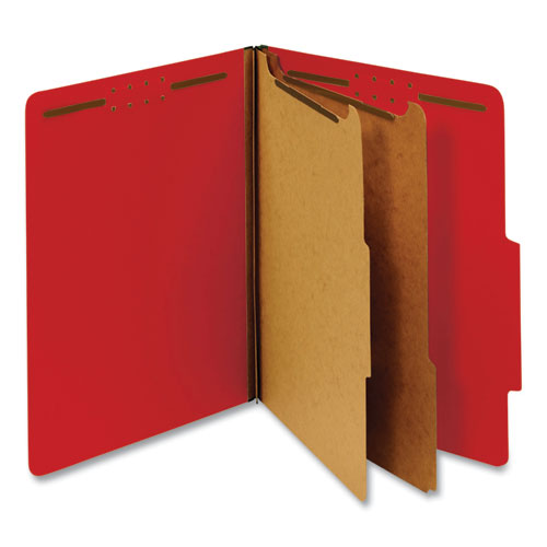 Pressboard Classification Folders, Letter, Six-Section, Ruby Red, 10/box