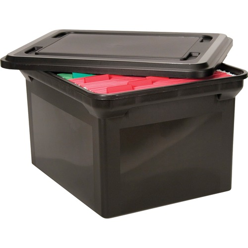 File Tote Storage Box W/lid, Legal/letter, Plastic, Black