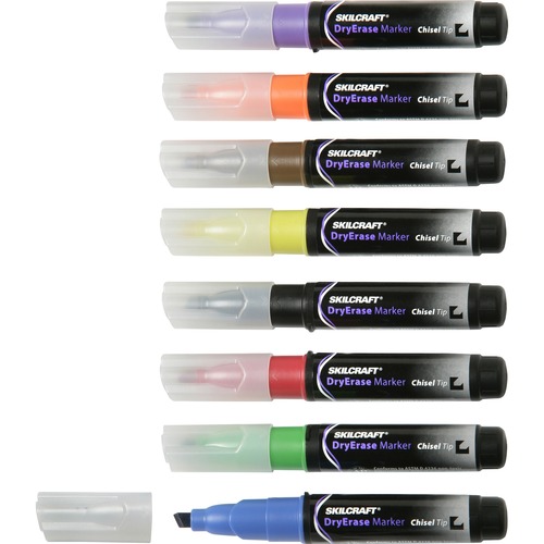 7520011863605, DRY ERASE MARKERS, CHISEL TIP, ASSORTED, 8/PACK