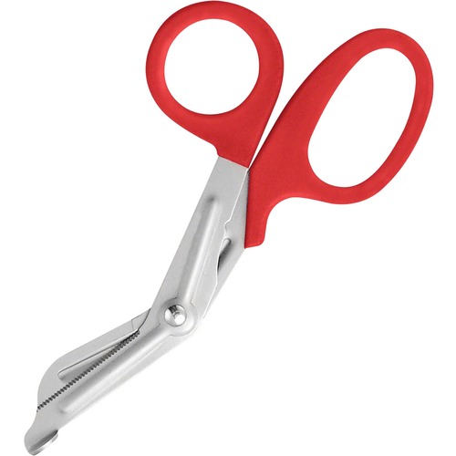 STAINLESS STEEL OFFICE SNIPS, 7" LONG, 1.75" CUT LENGTH, RED OFFSET HANDLE
