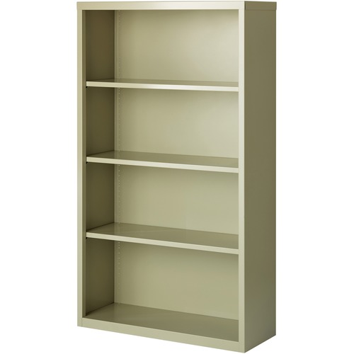 Steel Bookcase, 4-Shelf, 34-1/2"x13"x60", Putty