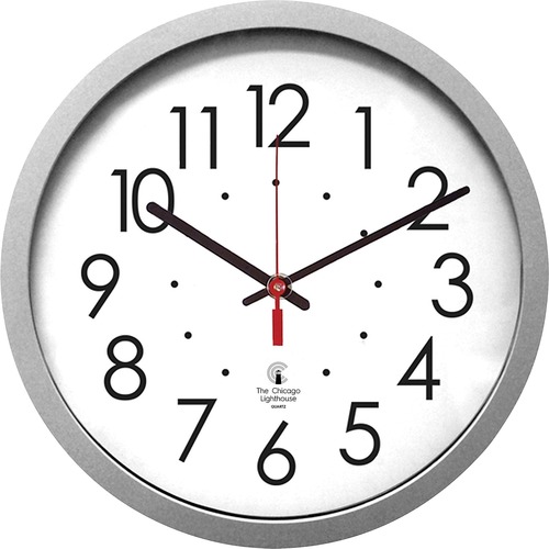 Quartz Flat Rim Clock, 14-1/2", Silver