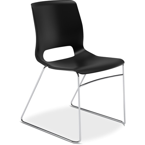Motivate Seating High-Density Stacking Chair, Onyx/chrome, 4/carton