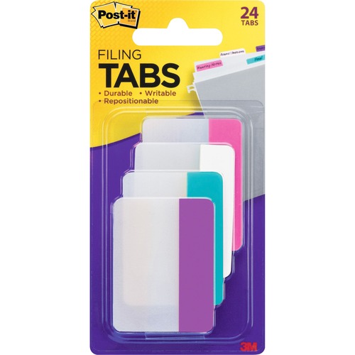 File Tabs, 2 X 1 1/2, Assorted Pastel, 24/pack