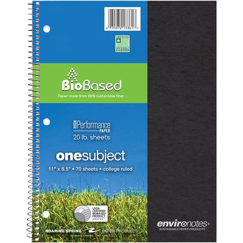 ENVIRONOTES BIOBASED NOTEBOOK, 1 SUBJECT, MEDIUM/COLLEGE RULE, ASSORTED EARTHTONES COVERS, 11 X 8.5, 70 SHEETS