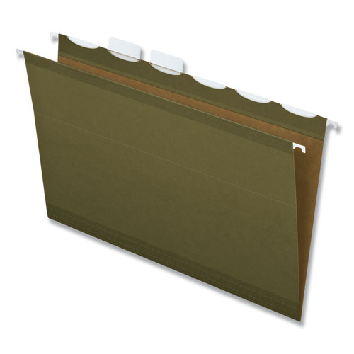 Ready-Tab Reinforced Hanging Folders, 1/5 Tab, Legal, Green, 25/box