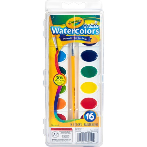 Washable Watercolor Paint, 16 Assorted Colors