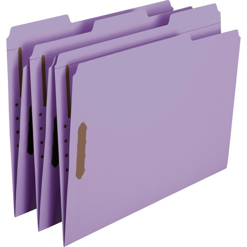 Folders, Two Fasteners, 1/3 Cut Assorted Top Tab, Letter, Lavender, 50/box