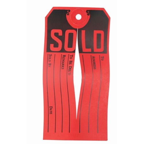 Sold Tags, Paper, 4 3/4 X 2 3/8, Red/black, 500/box