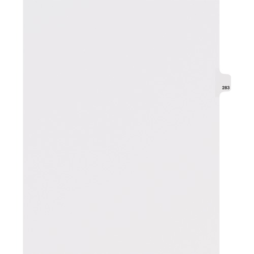 Dividers, "283", Side Tab, 8-1/2"x11", 25/PK, White