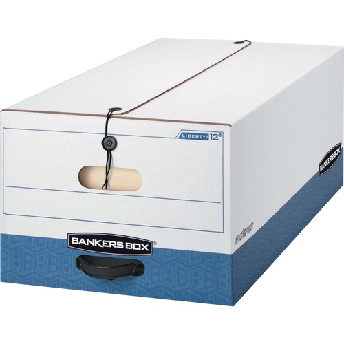 Liberty Heavy-Duty Strength Storage Box, Legal, White/blue, 4/carton