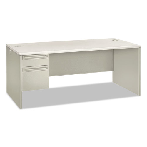 38000 Series Single Pedestal Desk, 72" Wide, Left, Silver Mesh/light Gray