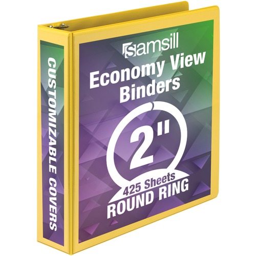 Round Ring View Binder, 2", Yellow