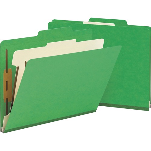 Top Tab Classification Folder, One Divider, Four-Section, Letter, Green, 10/box