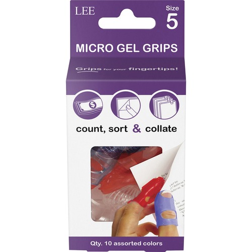Fingertip Grips, Micro-Gel, Size 5, 10/PK, Assorted