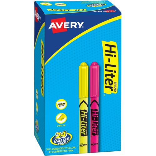 Hi-Liter Pen-Style Highlighter, Chisel Tip, Assorted Fluorescent Colors, 24/pack