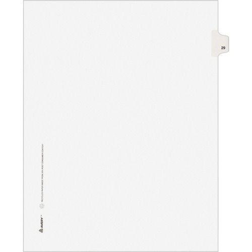 Avery-Style Legal Exhibit Side Tab Divider, Title: 29, Letter, White, 25/pack