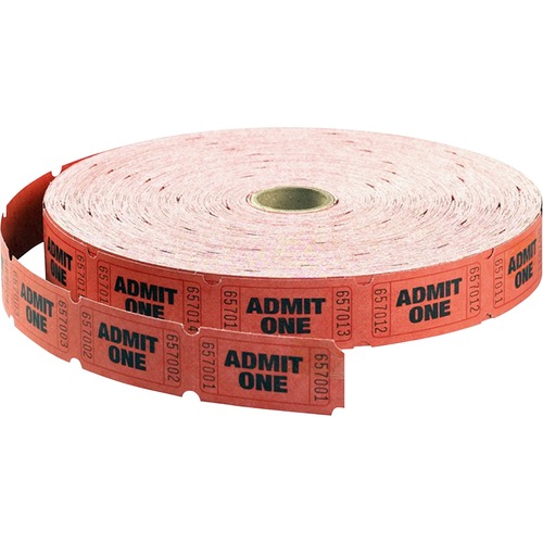 Single Roll Tickets, "Admit One", 1"x2", 2000/RL, Red