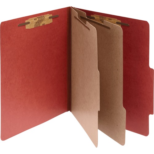 Pressboard 25-Pt Classification Folders, Letter, 6-Section, Earth Red, 10/box