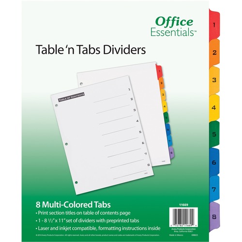 Table 'n Tabs Dividers, 8-Tab, Letter