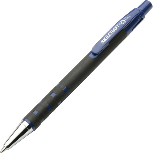 7520013687772, RUBBERIZED BALLPOINT RETRACTABLE PEN, BLUE INK, MEDIUM, DOZEN