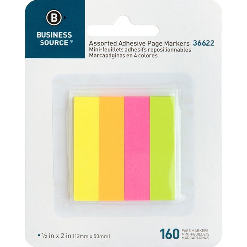 Page Markers, 5/8"x1-7/8", 160 Strips/PK, Assorted