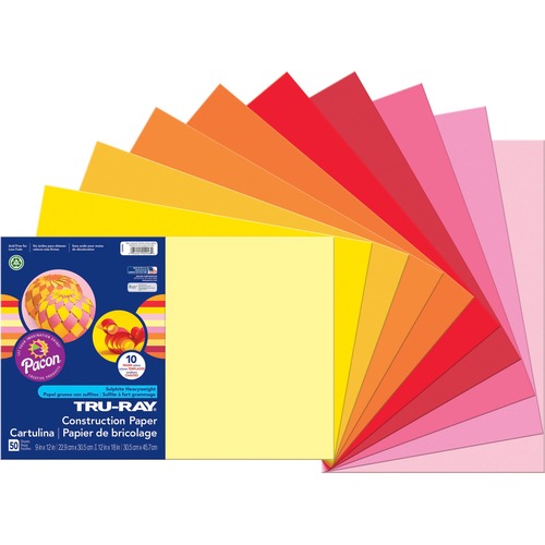 Tru-Ray Construction Paper, 76 Lbs., 12 X 18, Assorted, 25 Sheets/pack