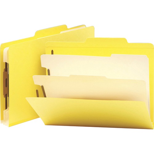 Top Tab Classification Folder, Two Dividers, Six-Section, Letter, Yellow, 10/box