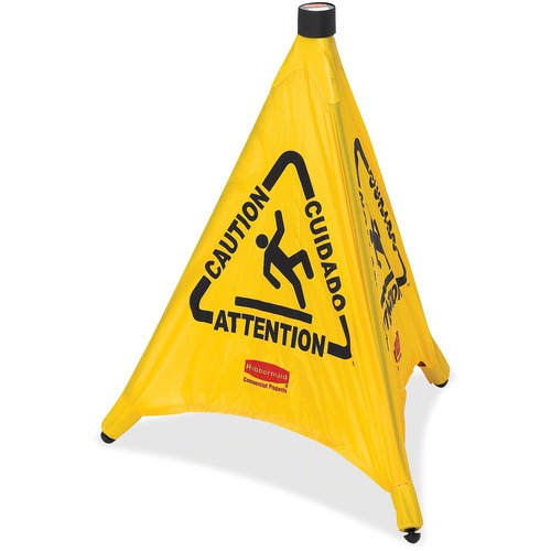 Three-Sided Caution, Wet Floor Safety Cone, 21w X 21d X 30h, Yellow