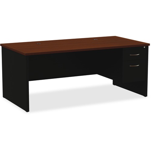 Right Pedestal Desk, B/F, 36"x72", Black/Walnut