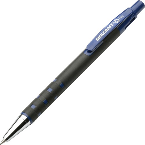 7520013527310, RUBBERIZED BALLPOINT RETRACTABLE PEN, BLUE INK, FINE, DOZEN