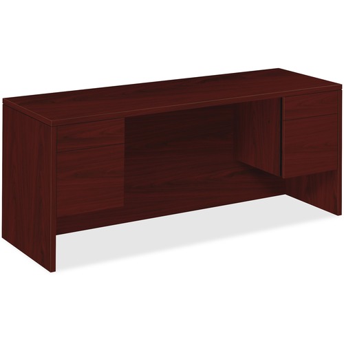 10500 Series Kneespace Credenza With 3/4-Height Pedestals, 72w X 24d, Mahogany